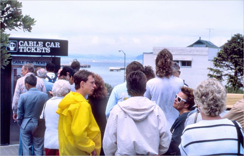 In line for cable car tickets
